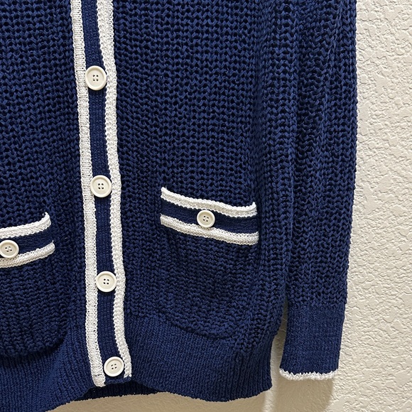 J. Crew Navy Cardigan with White Accents - Picture 3 of 8